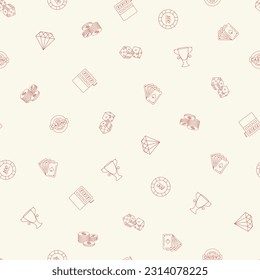 Casino slot icon pattern background for website or wrapping paper. Gambling hand drawn seamless pattern. Vector illustration.