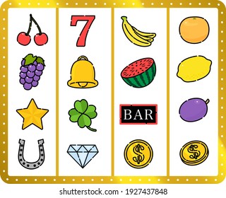 Casino slot illustration pattern set