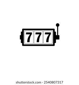 Casino Slot Machine, 777 Jackpot Solid Flat Vector Icon Isolated on White Background.