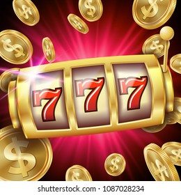 Casino Slot Machine Banner Vector. Sevens Jackpot Concept. Spin Object. Illustration
