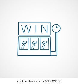 Casino Slot Machine Blue Line Icon On White Background