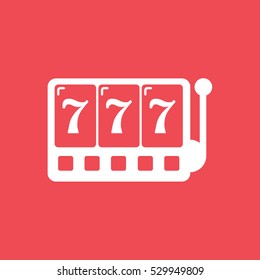 Casino Slot Machine Flat Icon On Red Background