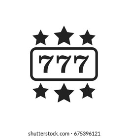 Casino slot machine flat vector icon. 777 jackpot illustration pictogram.