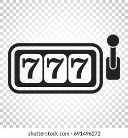 Casino slot machine flat vector icon. 777 jackpot illustration pictogram. Business concept simple flat pictogram on isolated background.