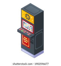 Casino slot machine icon. Isometric of casino slot machine vector icon for web design isolated on white background