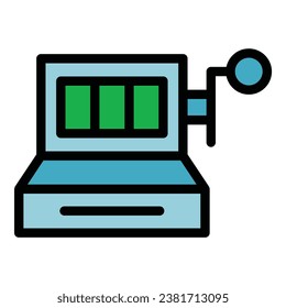 Casino slot machine icon outline vector. Online reward. Prize box color flat