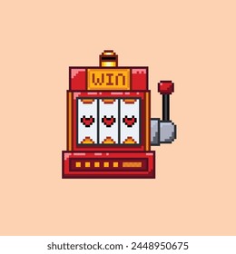 Casino slot machine illustration in pixel art style