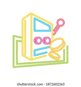 casino slot machine jackpot, neon sign icon on white background vector illustration