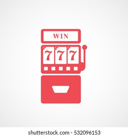 Casino Slot Machine Red Flat Icon On White Background