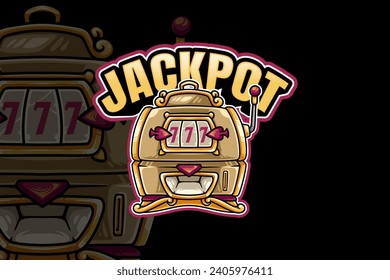 Casino slot machine roulette 777 gambling logo design for gamble game entertainment company