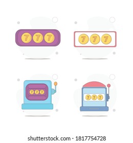 casino slot and online casino vector flat illustration on white background