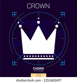 Casino slots crown flat icon