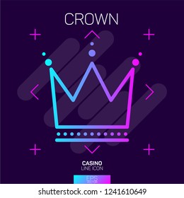 Casino slots crown neon icon