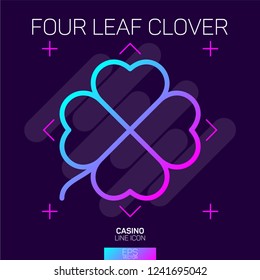 Casino Slots Four Leaf Clover Neon Icon