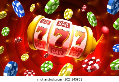 Casino slots icons, slot sign machine, night Vegas. Vector illustration