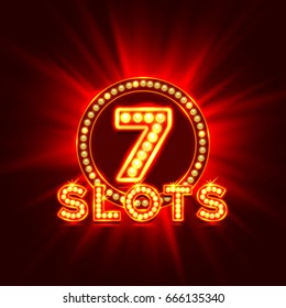 Casino slots jackpot 7 signboard. Vector illustration