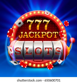 Casino slots jackpot 777 signboard. Vector illustration