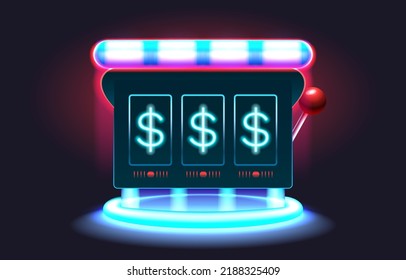 Casino slots machine winner, fortune of luck, 777 win banner. Vector illustration