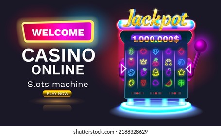 Casino slots machine winner, fortune of luck, 777 win banner. Vector illustration