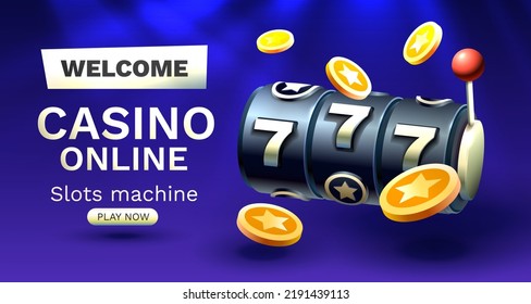 Casino slots machine winner, fortune of luck, 777 win banner. Vector illustration