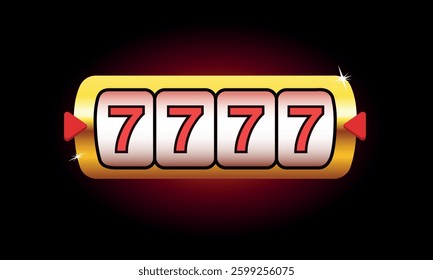 Casino slots machine winner, jackpot fortune luck, 777 win banner. Vector flat illustration
