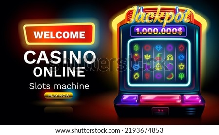 Casino slots machine winner, jackpot fortune of luck, 777 win banner. Vector illustration