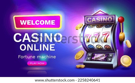 Casino slots machine winner, jackpot fortune of luck, 777 win banner. Vector illustration