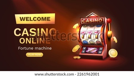 Casino slots machine winner, jackpot fortune of luck, 777 win banner. Vector illustration
