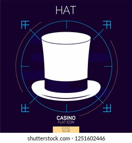 Casino slots magic hat flat icon
