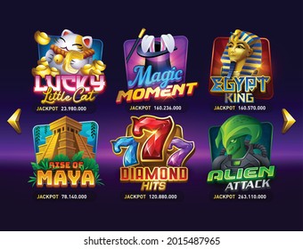 
casino slots mini games. Vegas slot vector illustration. game interfaces
