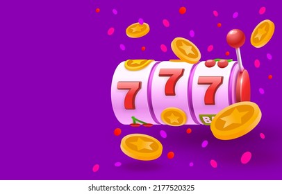 Casino slots winner, fortune of luck, 777 win banner. Vector illustration