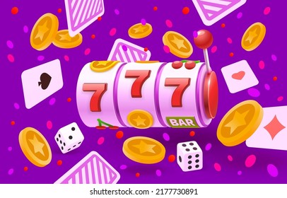 Casino slots winner, fortune of luck, 777 win banner. Vector illustration