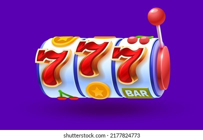 Casino slots winner, fortune of luck, 777 win banner. Vector illustration
