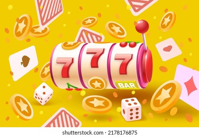 Casino slots winner, fortune of luck, 777 win banner. Vector illustration