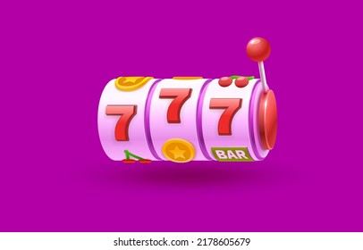 Casino slots winner, fortune of luck, 777 win banner. Vector illustration