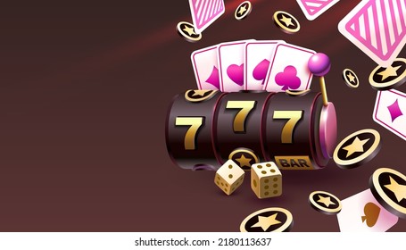 Casino Slots Gewinner, Glück Glück, 777 gewinnen Banner. Vektorgrafik