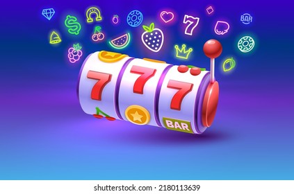 Casino slots winner, fortune of luck, 777 win banner. Vector illustration