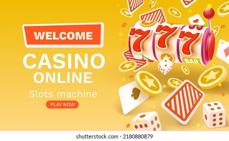 Casino slots winner, fortune of luck, 777 win banner. Vector illustration