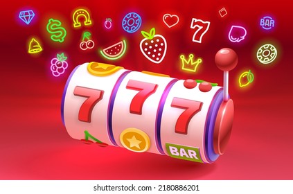 Casino slots winner, fortune of luck, 777 win banner. Vector illustration