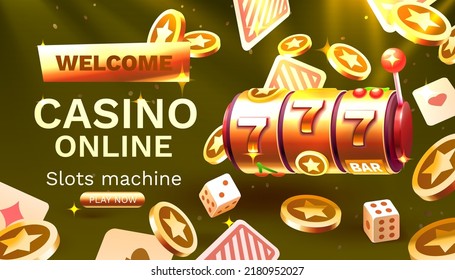 Casino slots winner, fortune of luck, 777 win banner. Vector illustration