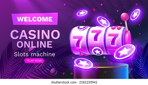 Casino slots winner, fortune of luck, 777 win banner. Vector illustration