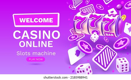 Casino slots winner, fortune of luck, 777 win banner. Vector illustration