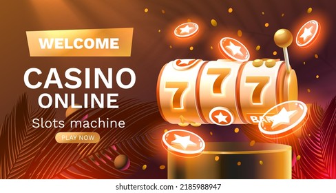 Casino slots winner, fortune of luck, 777 win banner. Vector illustration