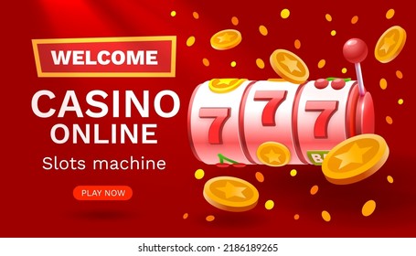 Casino slots winner, fortune of luck, 777 win banner. Vector illustration