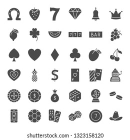 Casino Solid Web Icons. Vector Set of Game Glyphs.