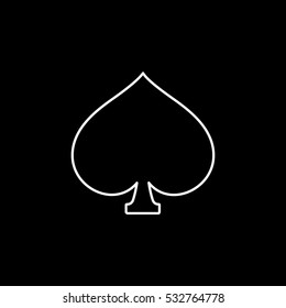 Casino Spade Suit Line Icon On Black Background