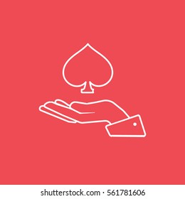 Casino Spade Suit Line Icon On Red Background