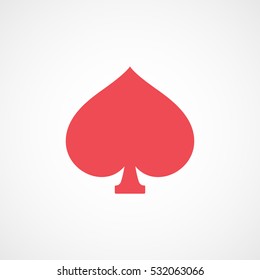 Casino Spade Suit Red Flat Icon On White Background