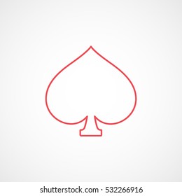 Casino Spade Suit Red Line Icon On White Background