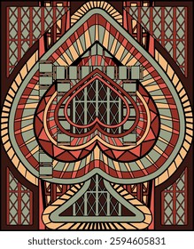 Casino Spades poker card art deco style, vector illustration